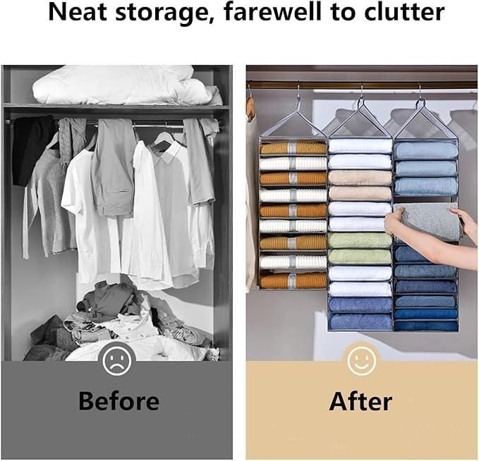The Ultimate Wardrobe Solution: 6-Slot Hanging Closet Organizer