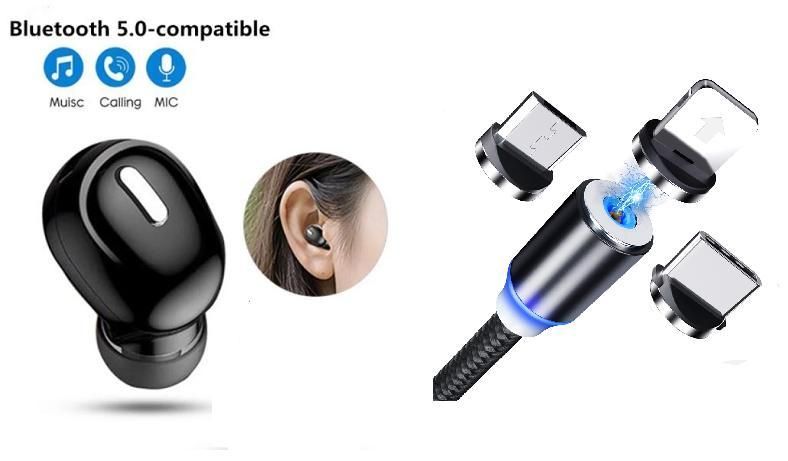 Bluetooth 5.0 Headset with 3-in-1 USB Cable Combo